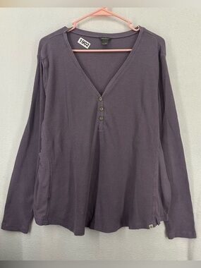 Eddie Bauer Waffle Knit 3 Button Long Sleeve Womens 2XL Purple